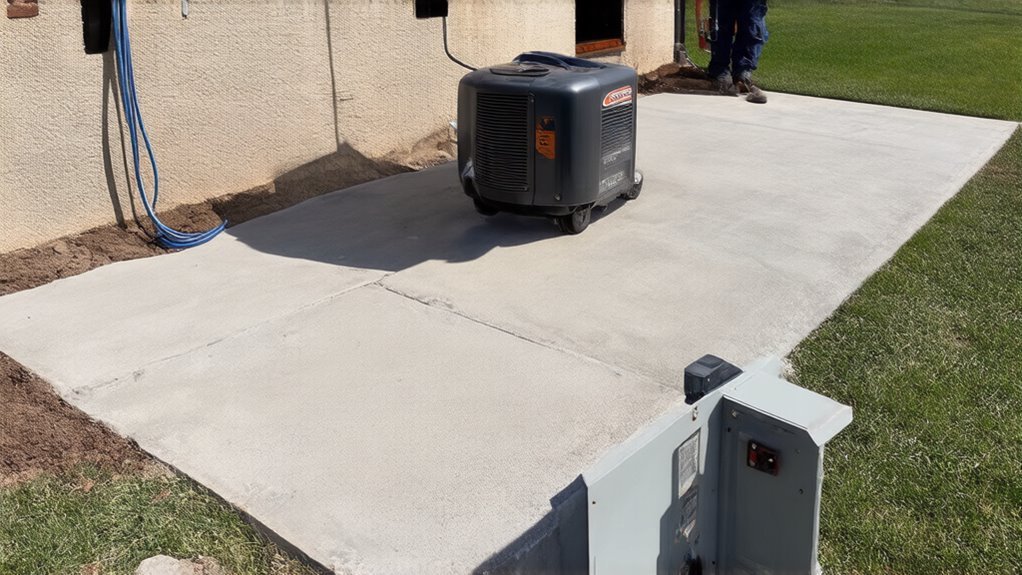 concrete pad and transfer switch