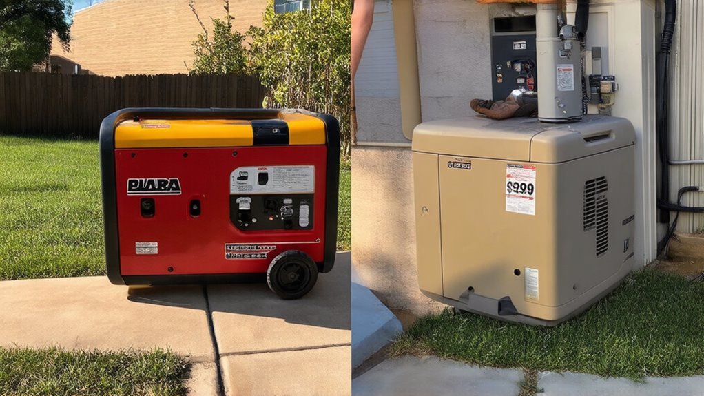 portable vs standby generators costs